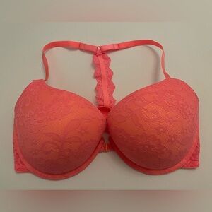 Xhilaration Perfect T-Shirt Push Up Bra 38D Pink Racerback Lace